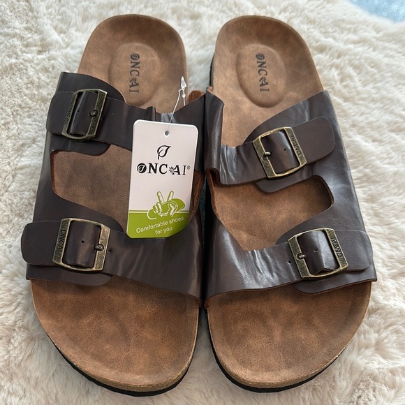 ONCAI Brown Double Strap Sandals - size 14 - Picture 1 of 4